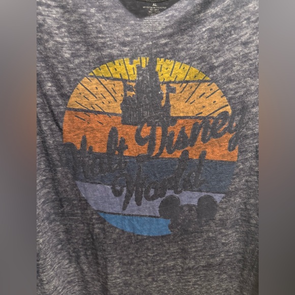 Disney Parks Walt Disney World Castle Mickey Navy Blue Burnout Tee T-Shirt XL - Picture 2 of 4